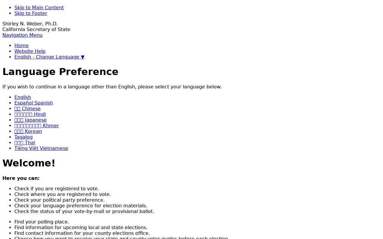 Madera residents directory California voter status authentication
