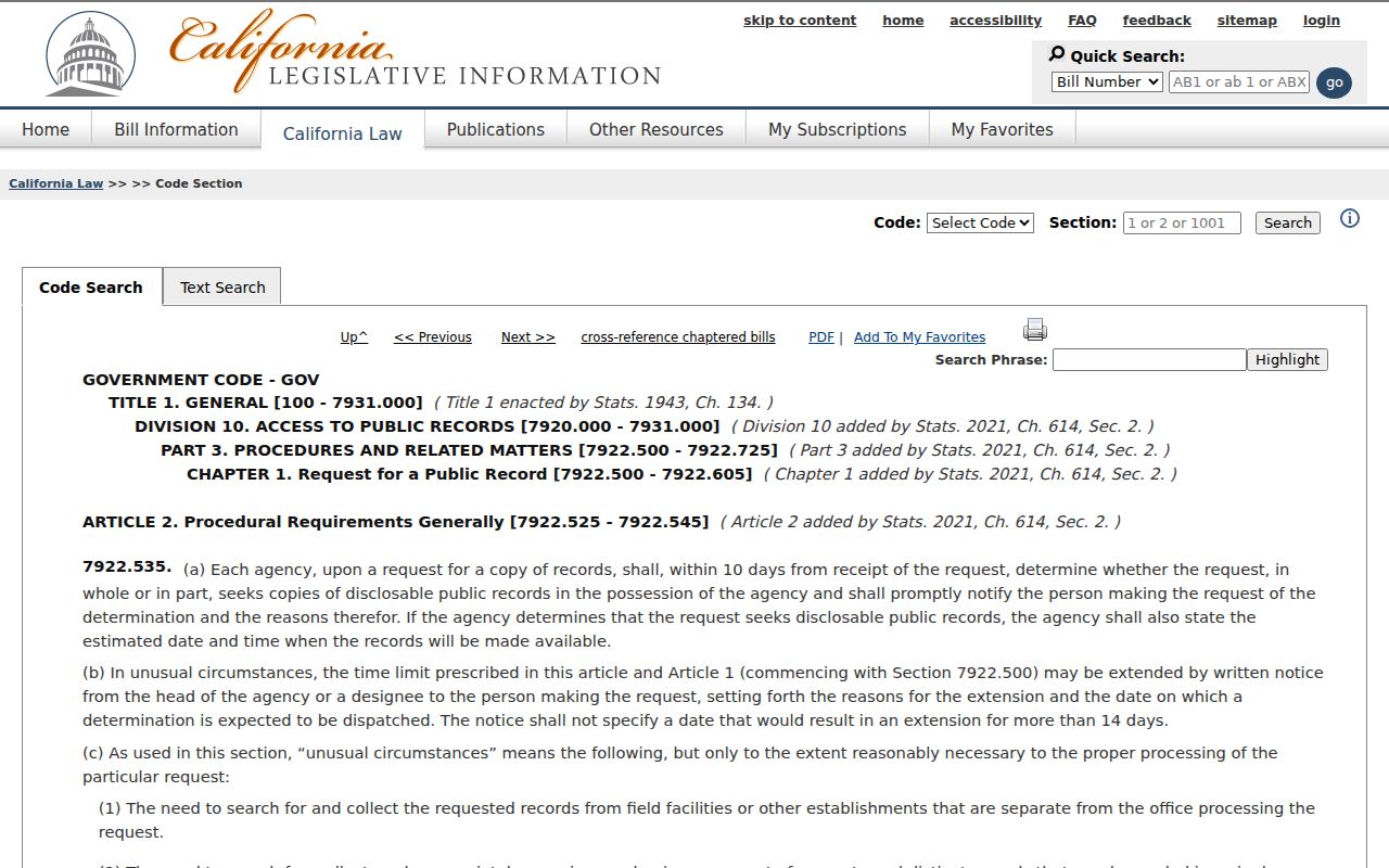 Madera neighbors California public records response statute