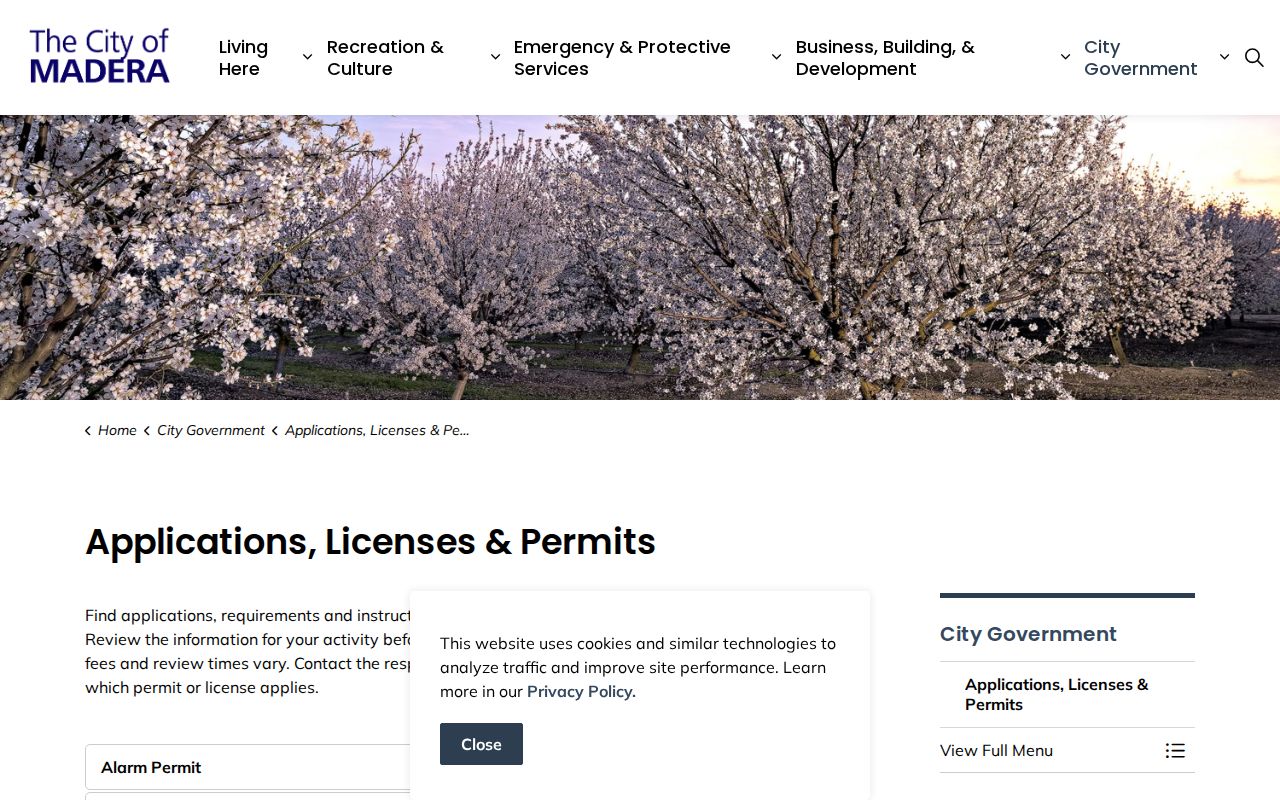 Madera street directory city license and permit records